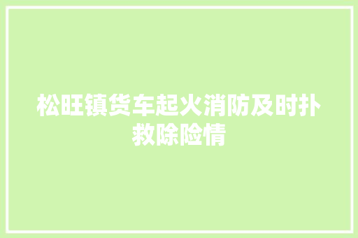 松旺镇货车起火消防及时扑救除险情