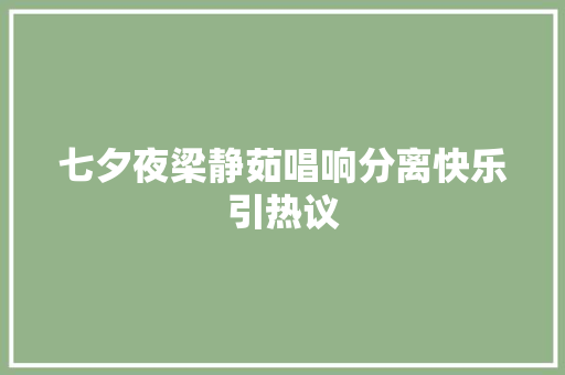 七夕夜梁静茹唱响分离快乐引热议