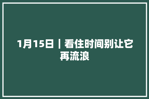 1月15日｜看住时间别让它再流浪