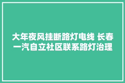大年夜风挂断路灯电线 长春一汽自立社区联系路灯治理处维修