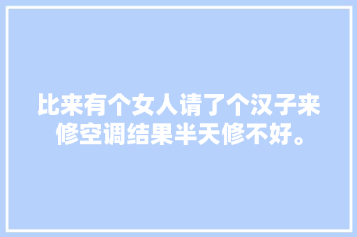 比来有个女人请了个汉子来修空调结果半天修不好。
