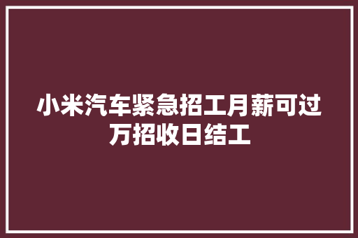 小米汽车紧急招工月薪可过万招收日结工