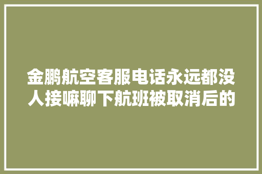 金鹏航空客服电话永远都没人接嘛聊下航班被取消后的经历