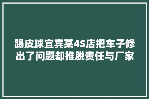 踢皮球宜宾某4S店把车子修出了问题却推脱责任与厂家打太极