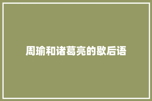 周瑜和诸葛亮的歇后语