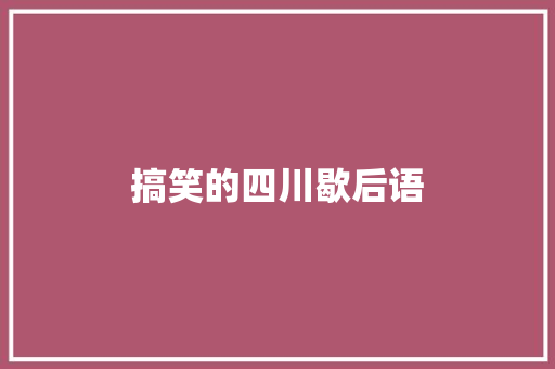搞笑的四川歇后语