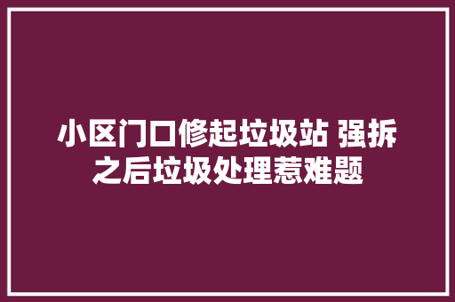 小区门口修起垃圾站 强拆之后垃圾处理惹难题