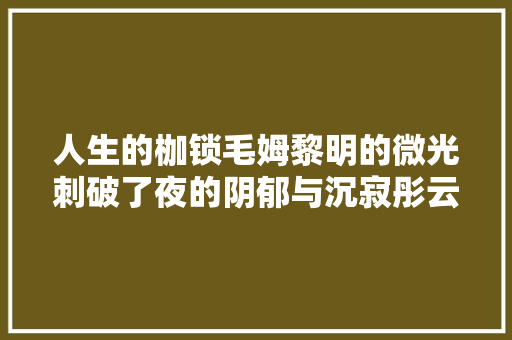 人生的枷锁毛姆黎明的微光刺破了夜的阴郁与沉寂彤云低垂