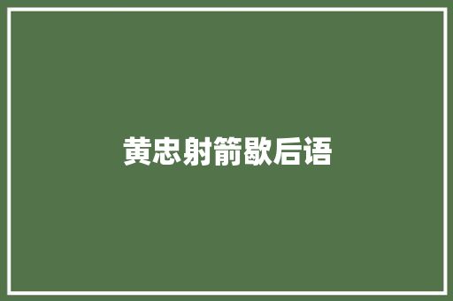 黄忠射箭歇后语