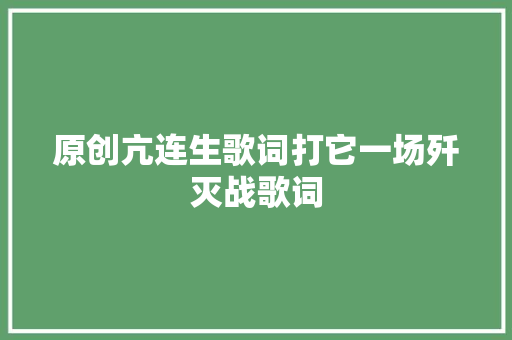 原创亢连生歌词打它一场歼灭战歌词