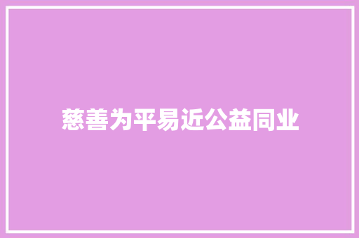 慈善为平易近公益同业