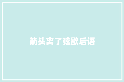 箭头离了弦歇后语