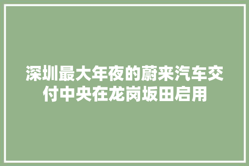 深圳最大年夜的蔚来汽车交付中央在龙岗坂田启用