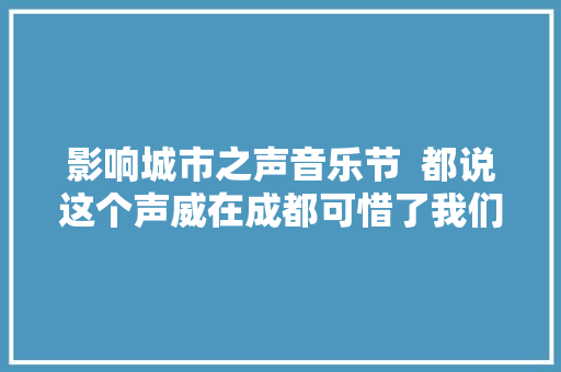 影响城市之声音乐节  都说这个声威在成都可惜了我们不信