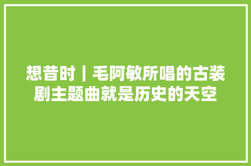 想昔时｜毛阿敏所唱的古装剧主题曲就是历史的天空