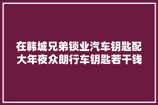 在韩城兄弟锁业汽车钥匙配大年夜众朗行车钥匙若干钱一把