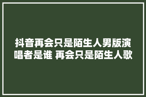 抖音再会只是陌生人男版演唱者是谁 再会只是陌生人歌词完整