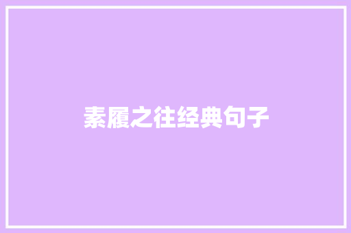 素履之往经典句子