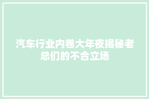 汽车行业内卷大年夜揭秘老总们的不合立场