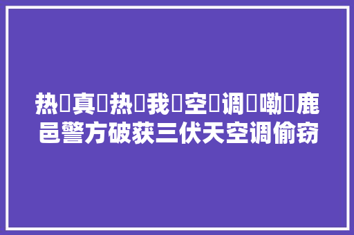 热҉真҉热҉我҉空҉调҉嘞҉鹿邑警方破获三伏天空调偷窃案