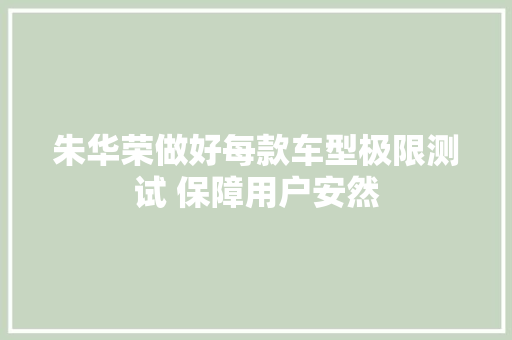 朱华荣做好每款车型极限测试 保障用户安然