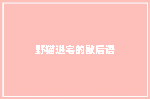 野猫进宅的歇后语