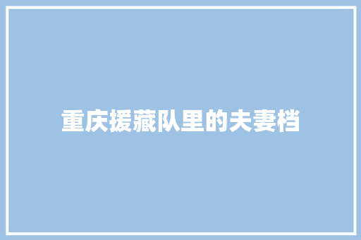 重庆援藏队里的夫妻档