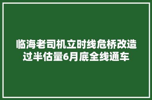 临海老司机立时线危桥改造过半估量6月底全线通车