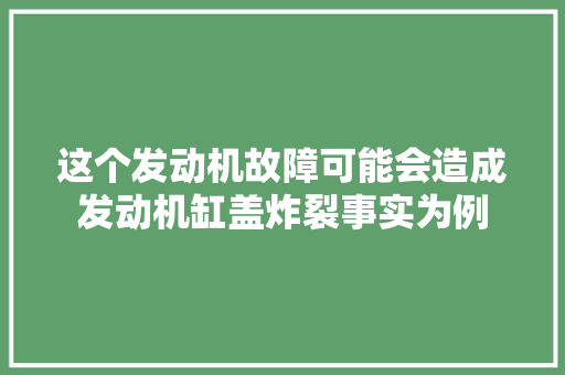 这个发动机故障可能会造成发动机缸盖炸裂事实为例