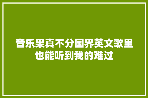 音乐果真不分国界英文歌里也能听到我的难过