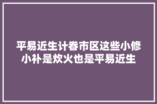 平易近生计眷市区这些小修小补是炊火也是平易近生