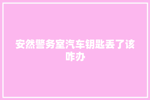 安然警务室汽车钥匙丢了该咋办