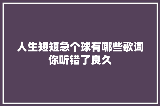 人生短短急个球有哪些歌词你听错了良久