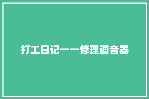 打工日记一一修理调音器