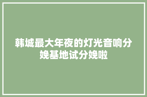 韩城最大年夜的灯光音响分娩基地试分娩啦