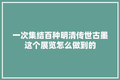 一次集结百种明清传世古墨这个展览怎么做到的