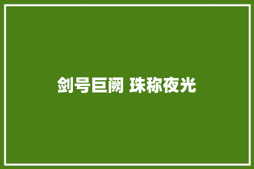剑号巨阙 珠称夜光
