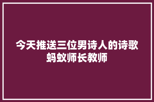 今天推送三位男诗人的诗歌蚂蚁师长教师