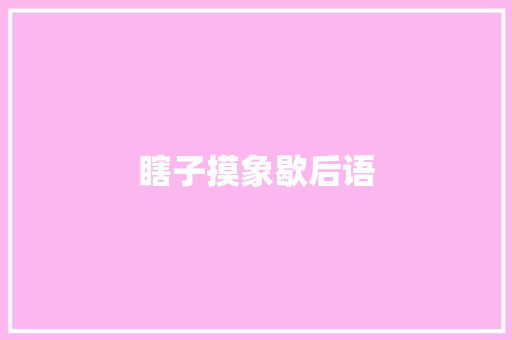 瞎子摸象歇后语
