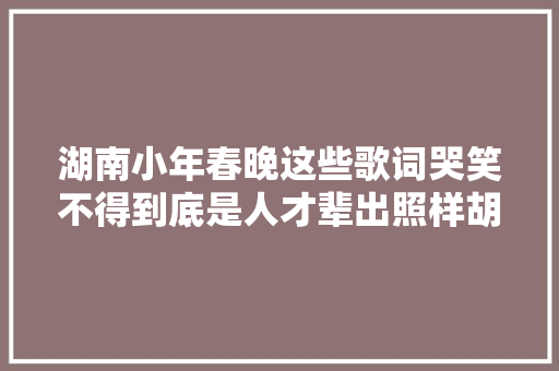 湖南小年春晚这些歌词哭笑不得到底是人才辈出照样胡诌乱扯 休闲娱乐
