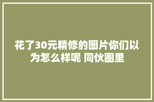 花了30元精修的图片你们以为怎么样呢 同伙圈里
