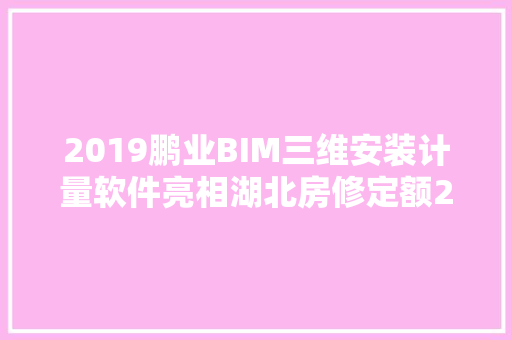 2019鹏业BIM三维安装计量软件亮相湖北房修定额2018宣贯会