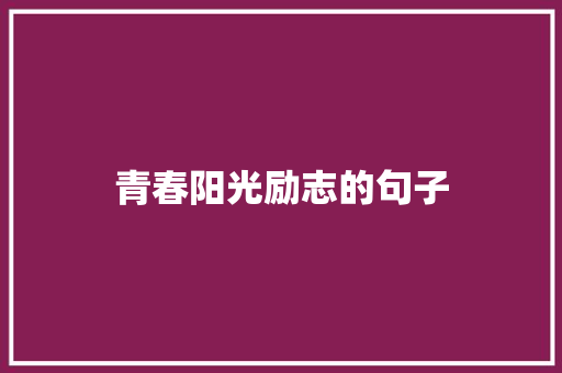 青春阳光励志的句子