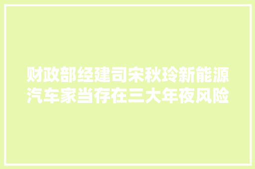 财政部经建司宋秋玲新能源汽车家当存在三大年夜风险和四个不足