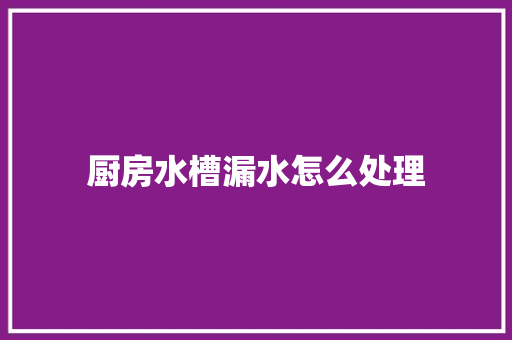 厨房水槽漏水怎么处理