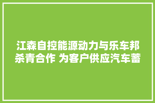 江森自控能源动力与乐车邦杀青合作 为客户供应汽车蓄电池做事
