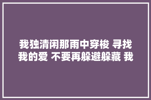 我独清闲那雨中穿梭 寻找我的爱 不要再躲避躲藏 我要对你说