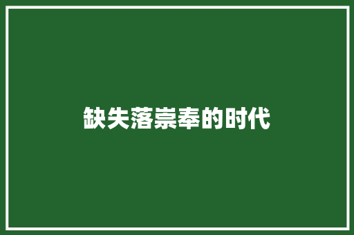 缺失落崇奉的时代