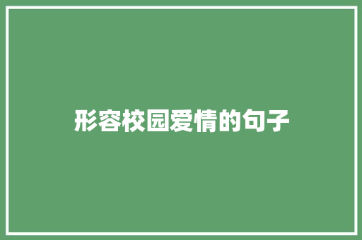 形容校园爱情的句子