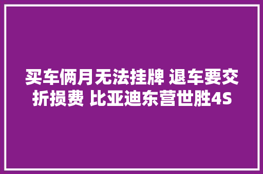 买车俩月无法挂牌 退车要交折损费 比亚迪东营世胜4S店收取1万已经是让步了